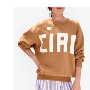 Clare V Tan Sweatshirt with White Graphic